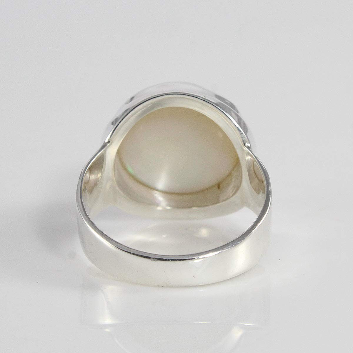 mabe pearl ring 14 MM set in wide band ring 925 sterling silver