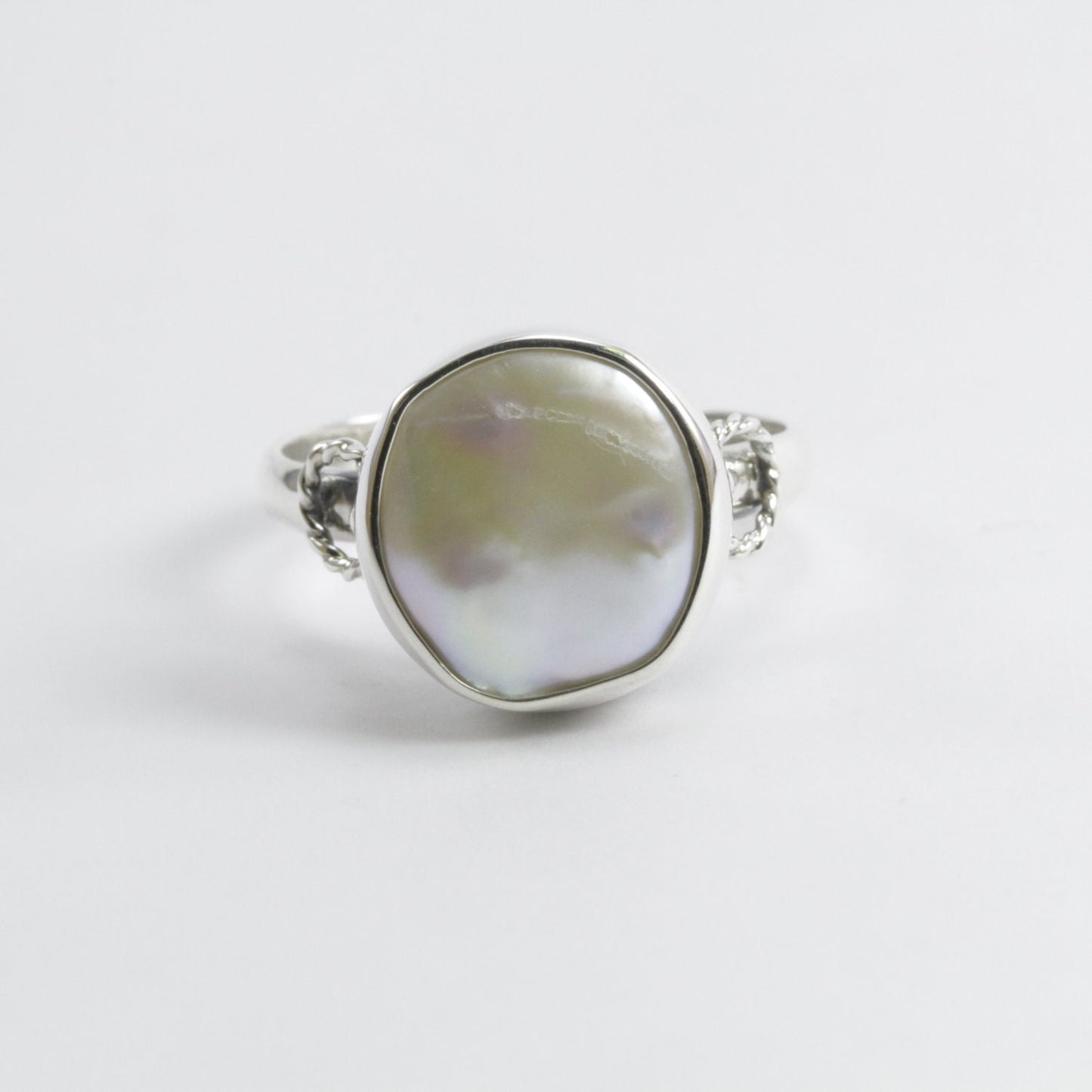 Bali Handmade 925 sterling silver with gorgeous and natural biwa pearl ring, beautiful bali design biwa ring, natural baroque pearl ring
