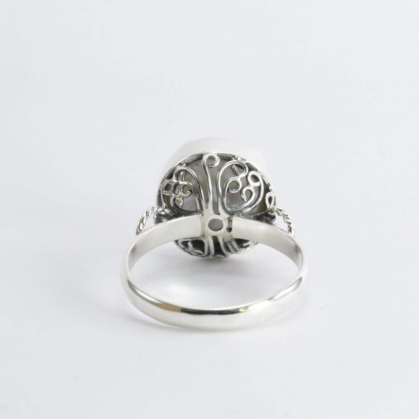 Bali Handmade 925 sterling silver with gorgeous and natural biwa pearl ring, beautiful bali design biwa ring, natural baroque pearl ring