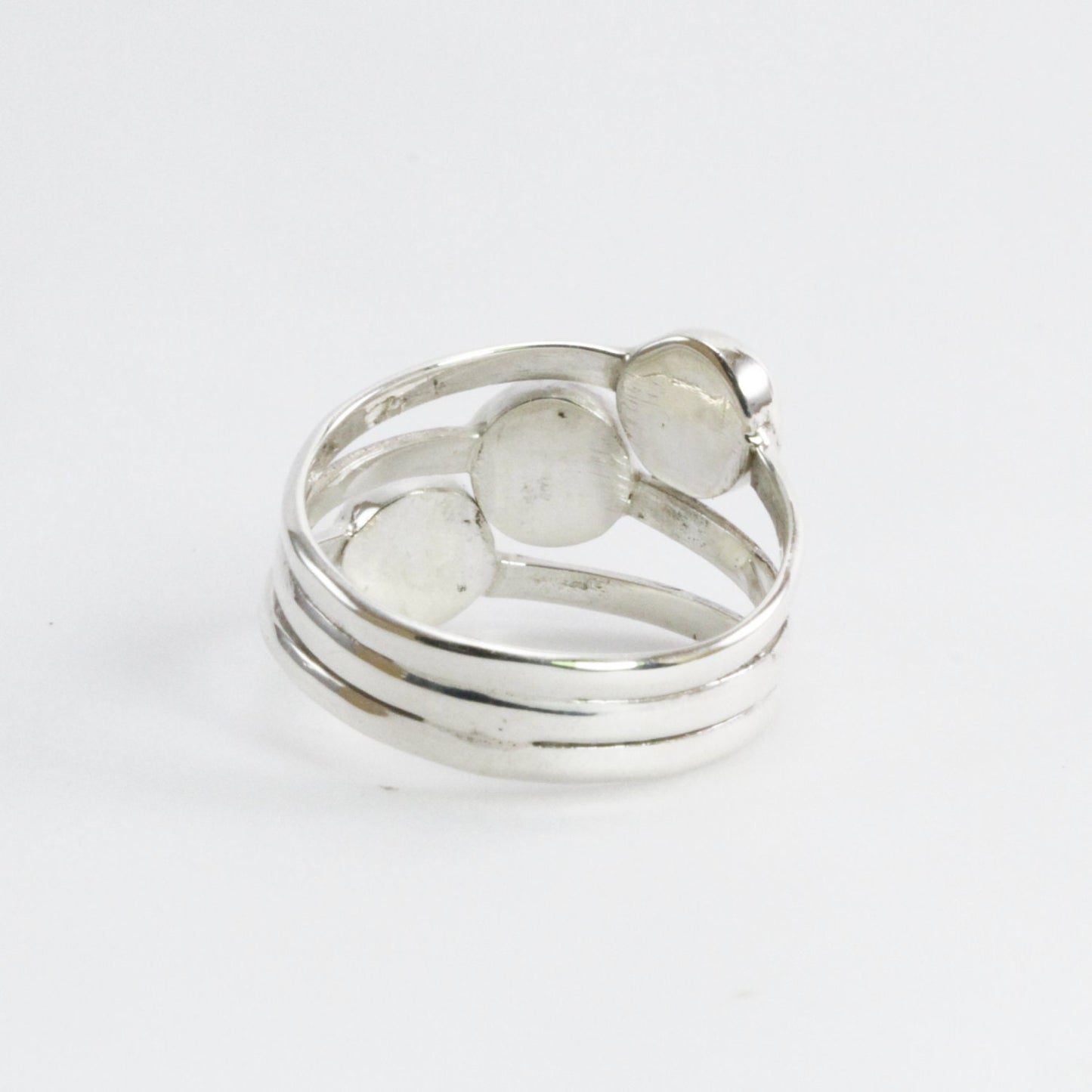 Handmade triple pearl ring bezel set in 925 sterling silver, genuine round fresh water pearl ring