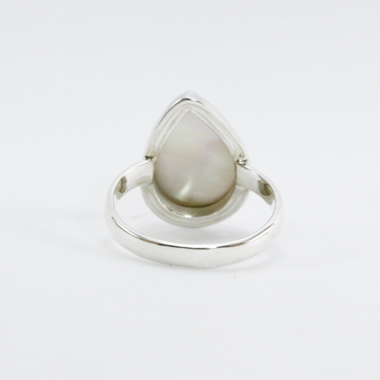 Handmade ring design 925 sterling silver with genuine tear drop shape cultured white mabe pearl, pear shape white mabe pearl ring,