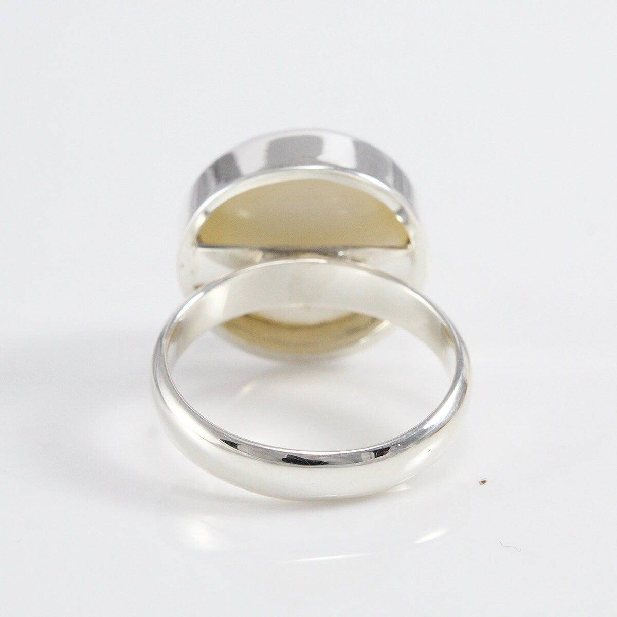 Handmade ring design 925 sterling silver with genuine cultured white mabe pearl, white mabe pearl ring, enchanting 16 mm round white mabe