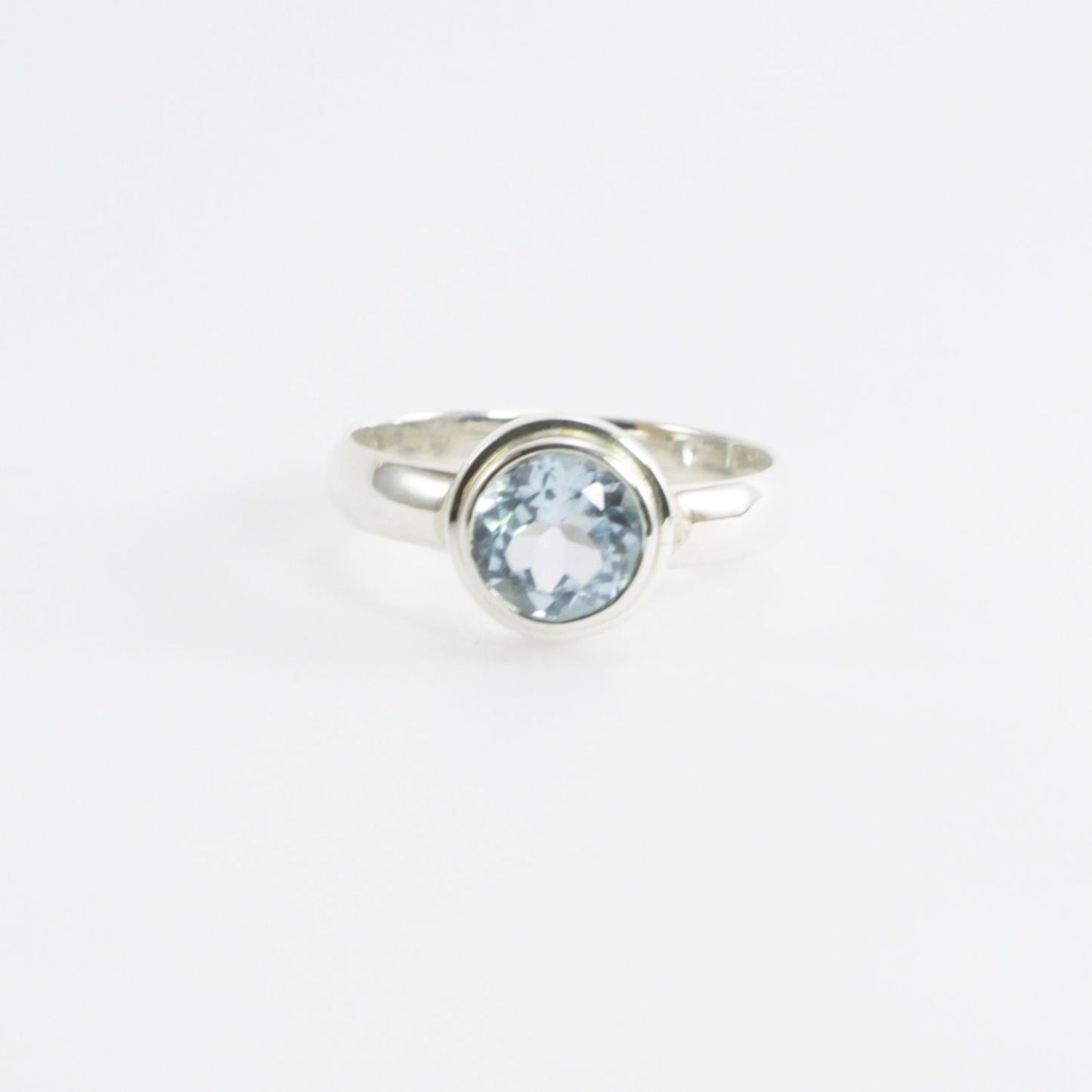 blue topaz ring 925 sterling silver with bezel set