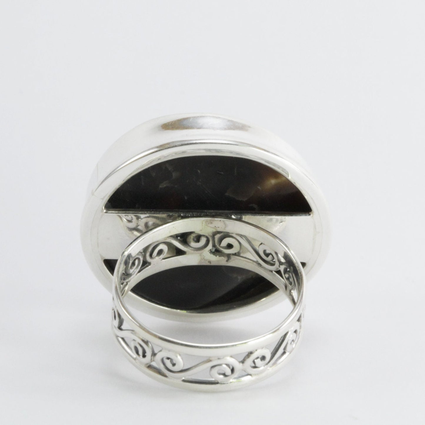 RARE 20 mm genuine BLISTER mabe pearl set in Handmade ring 925 sterling silver, large blister pearl ring bezel set