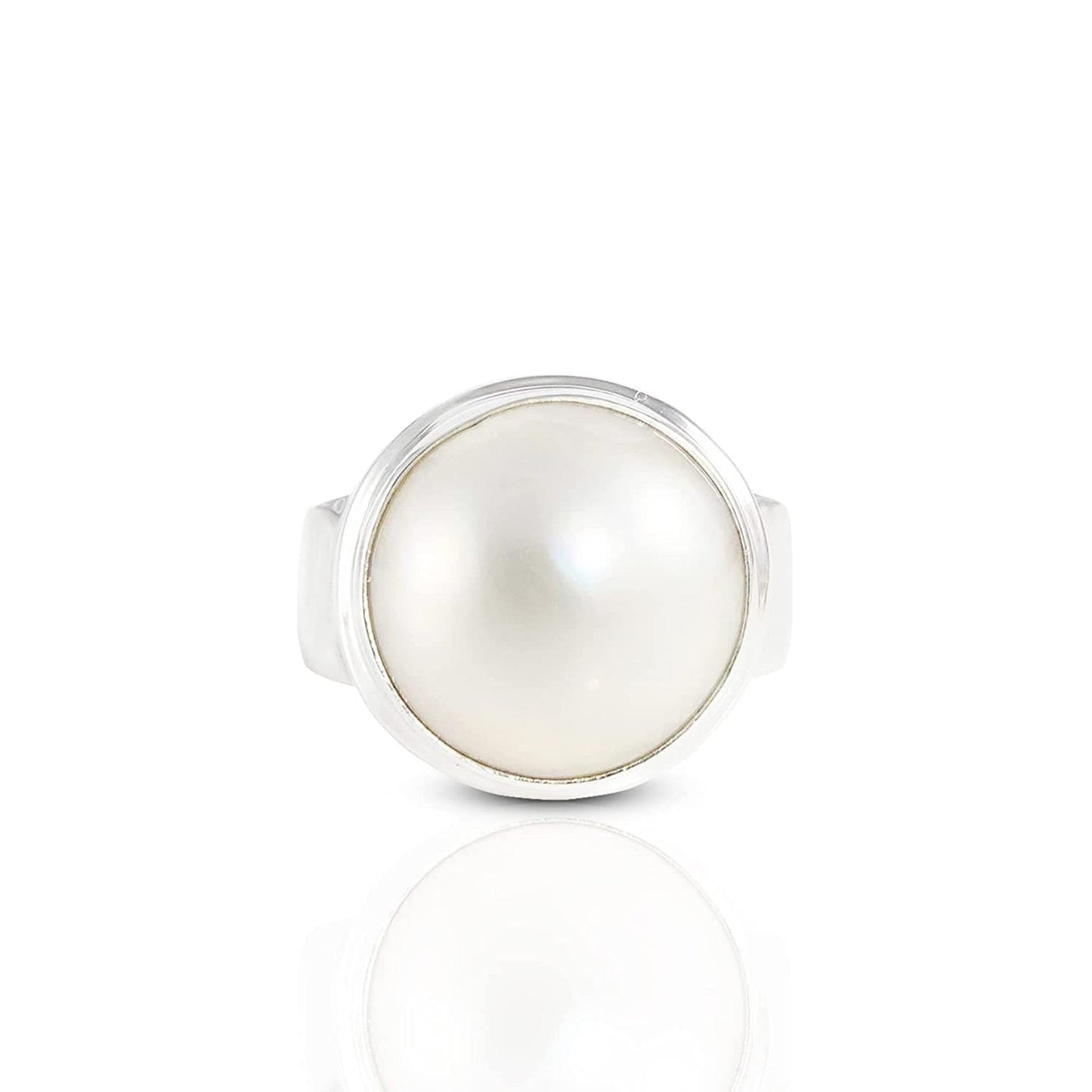 mabe pearl ring 14 MM set in wide band ring 925 sterling silver