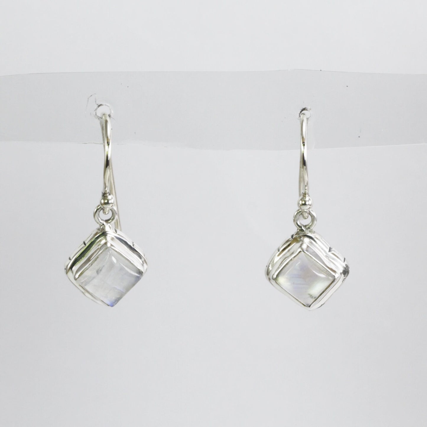 moonstone earrings 925 sterling silver dangle square shape