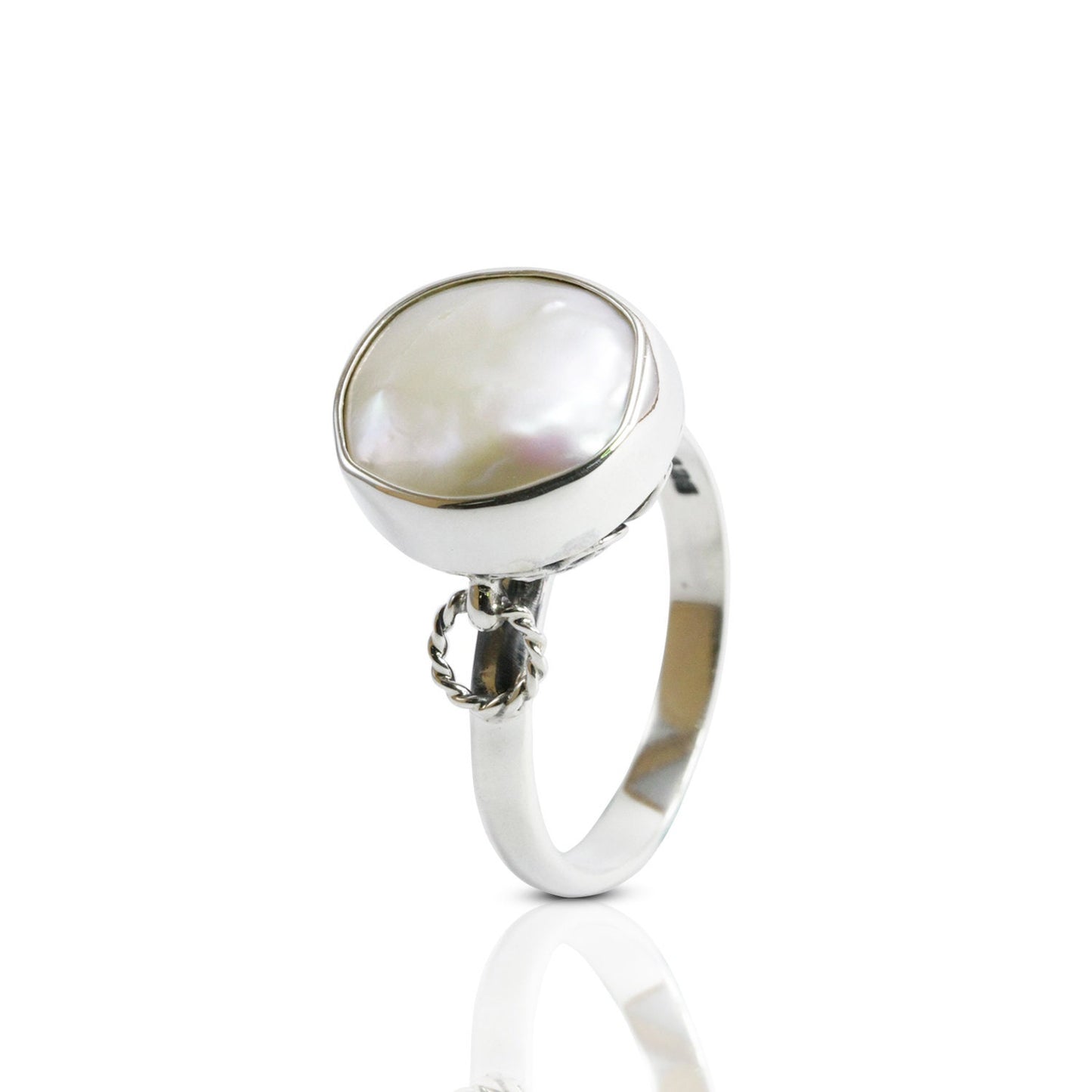 Bali Handmade 925 sterling silver with gorgeous and natural biwa pearl ring, beautiful bali design biwa ring, natural baroque pearl ring