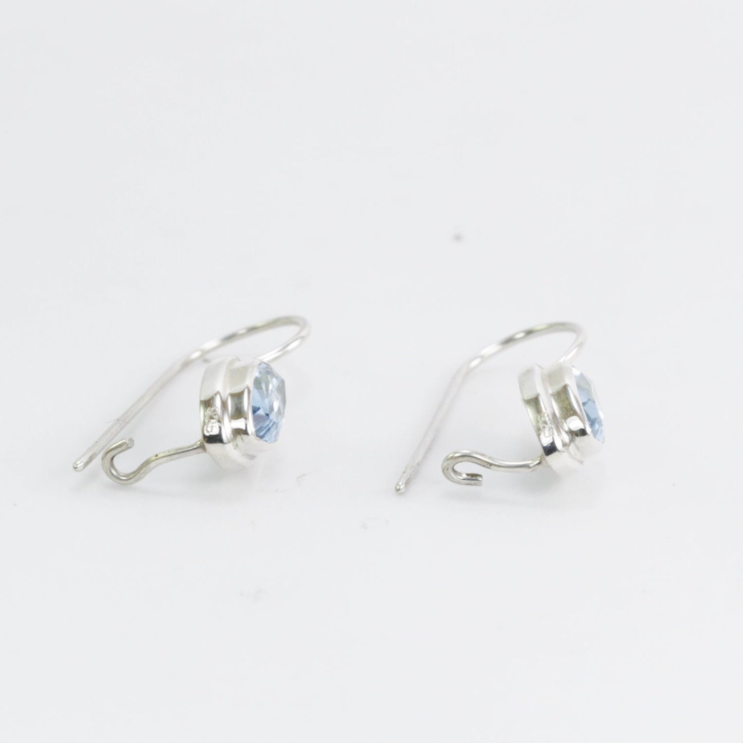 Blue Topaz Kidney Earrings bezel set in dangle 925 sterling silver 5*10 mm marquise dangle drop