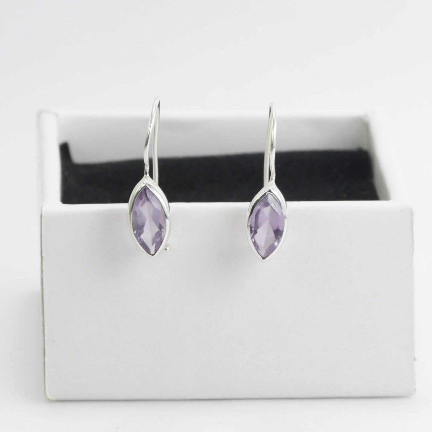 Blue Topaz Kidney Earrings bezel set in dangle 925 sterling silver 5*10 mm marquise dangle drop