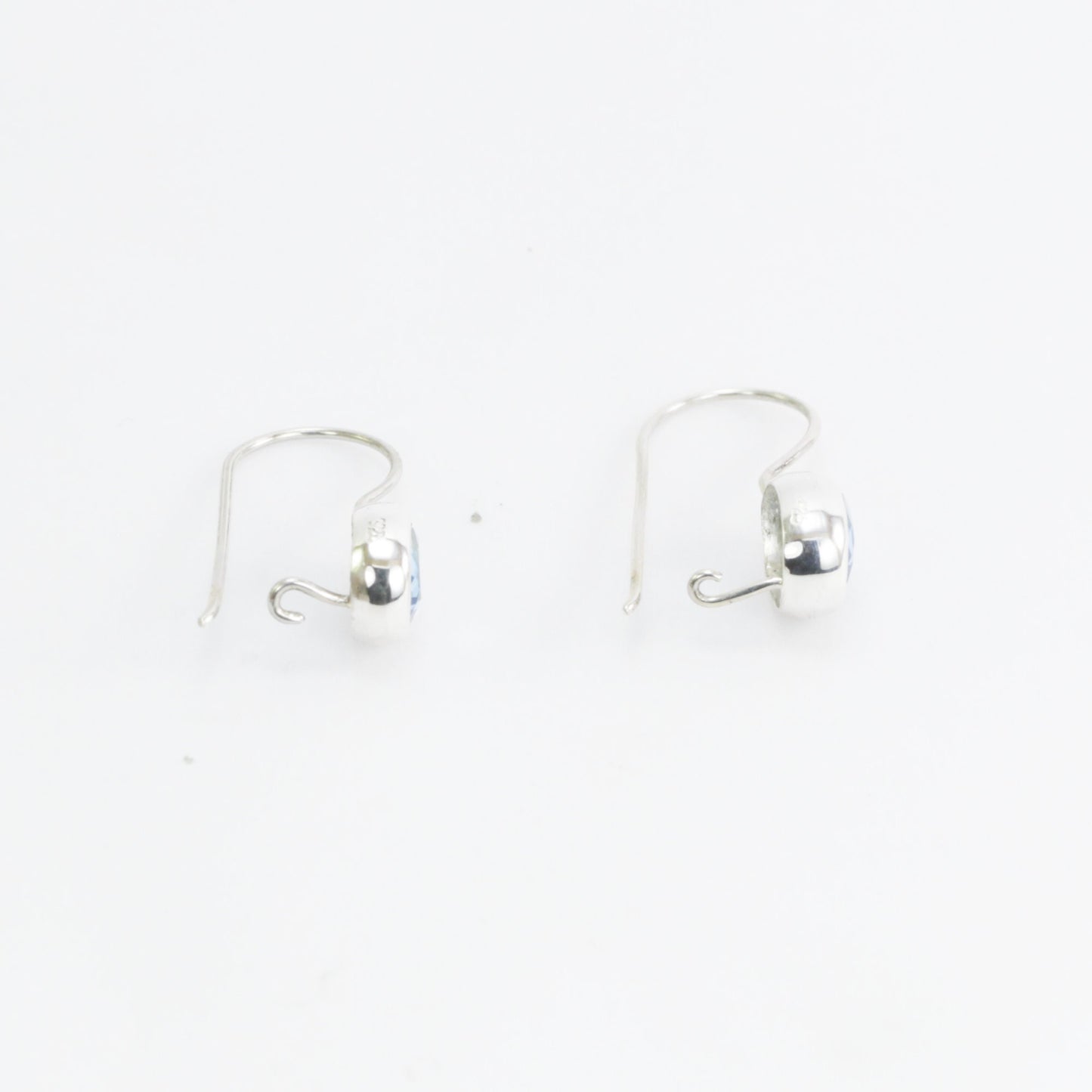 Teardrop Blue Topaz Earrings bezel set in dangle 925 sterling silver 6*9 mm drop