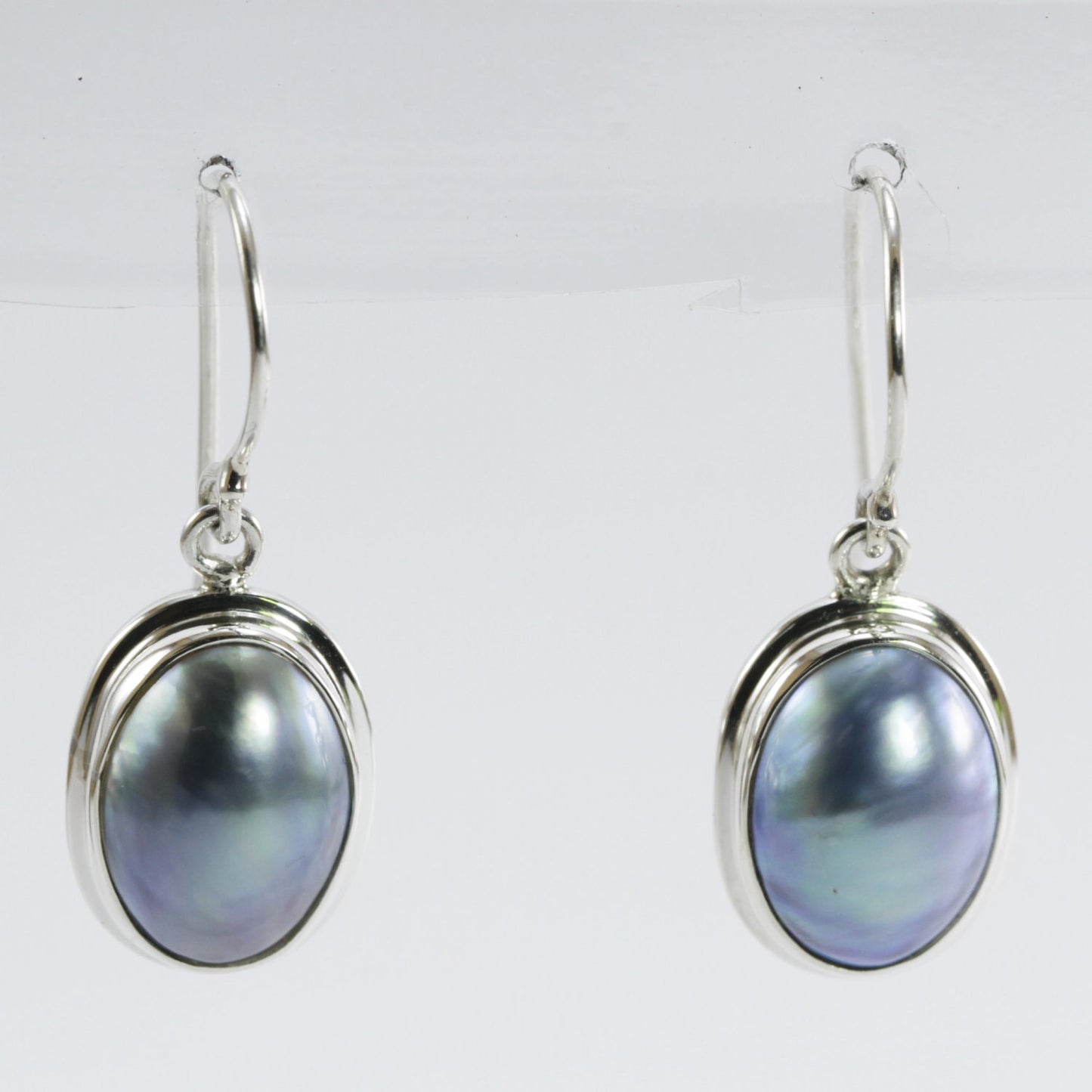 oval pearl earrings 925 sterling silver oval 10*14 mm, mabe pearl earrings,