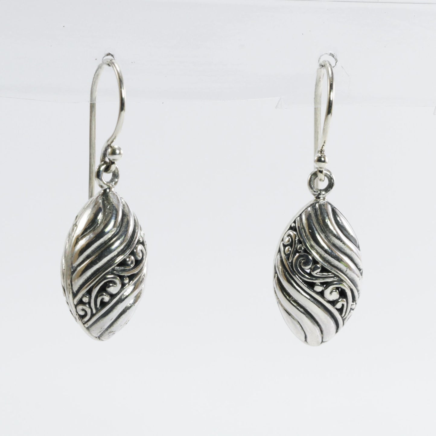 marquise earrings 925 sterling silver decorated with bali carving filigree ornament