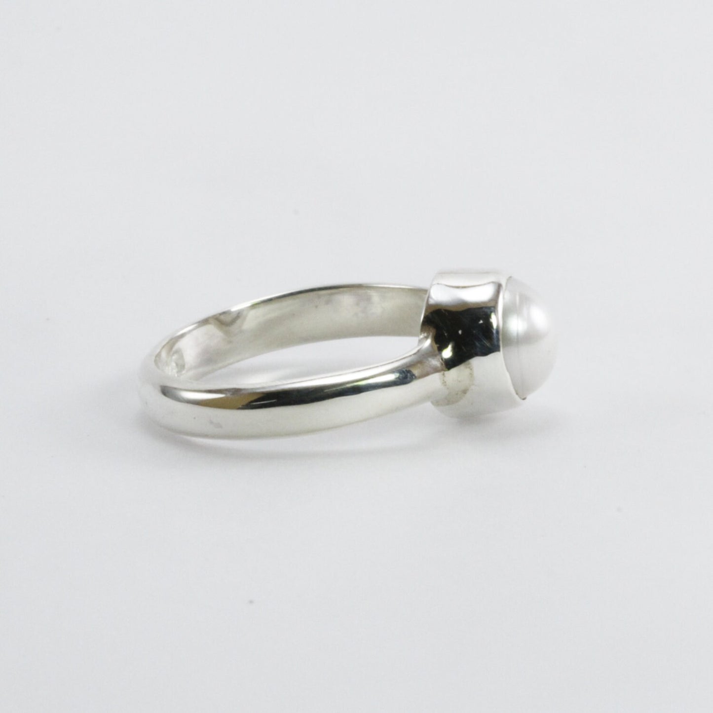 fresh water pearl ring 925 sterling silver 8mm round bezel set