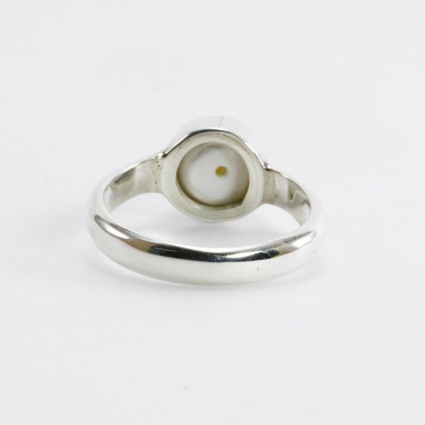 fresh water pearl ring 925 sterling silver 8mm round bezel set