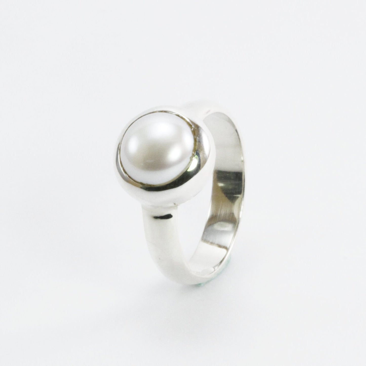 fresh water pearl ring 925 sterling silver 8 mm round pearl