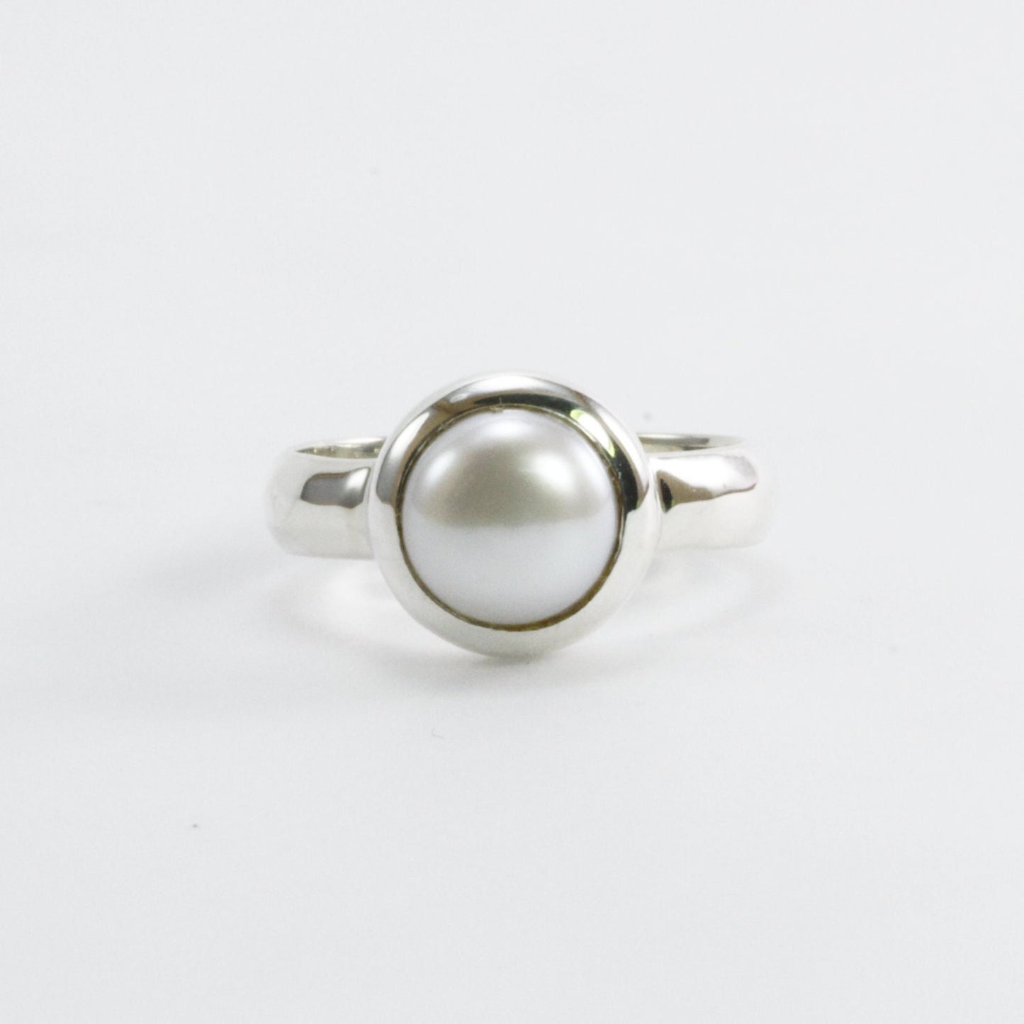 fresh water pearl ring 925 sterling silver 8 mm round pearl