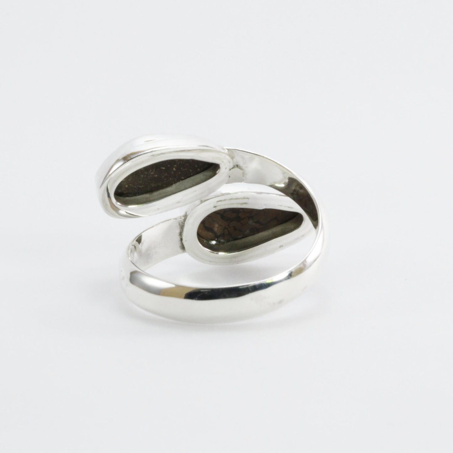 bypass ring with genuine blue opal set in 925 sterling silver, opal ring