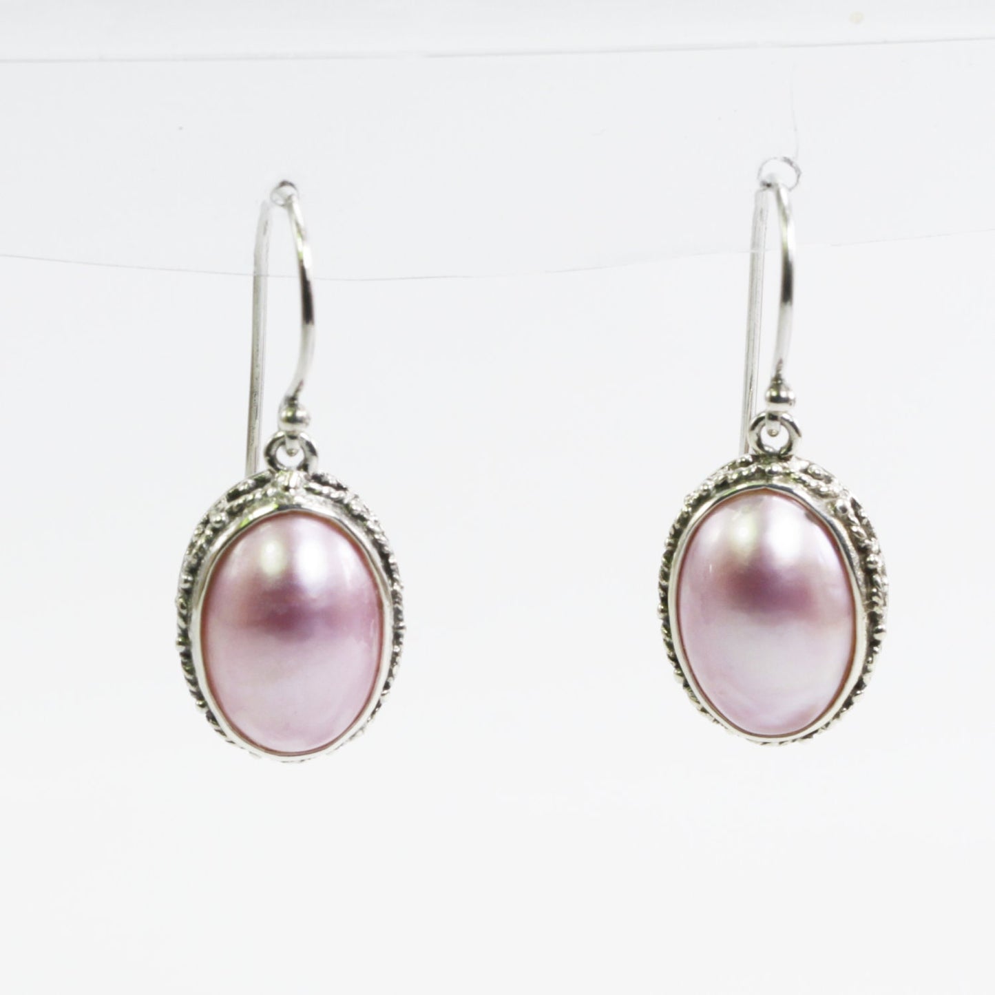 oval mabe pearl earrings set in 925 sterling silver 10*14 mm oval shape decorated with ornament crown