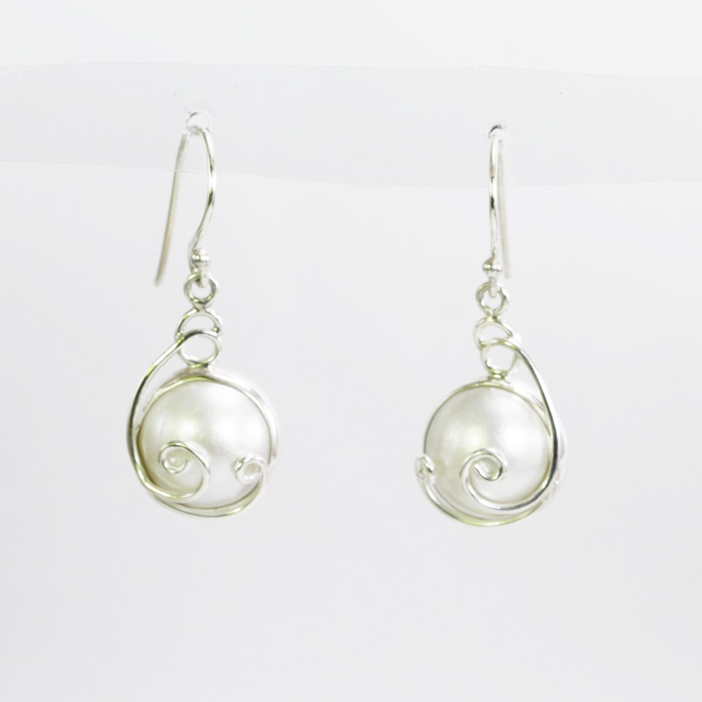 white mabe pearl earrings 925 sterling silver 13 mm round