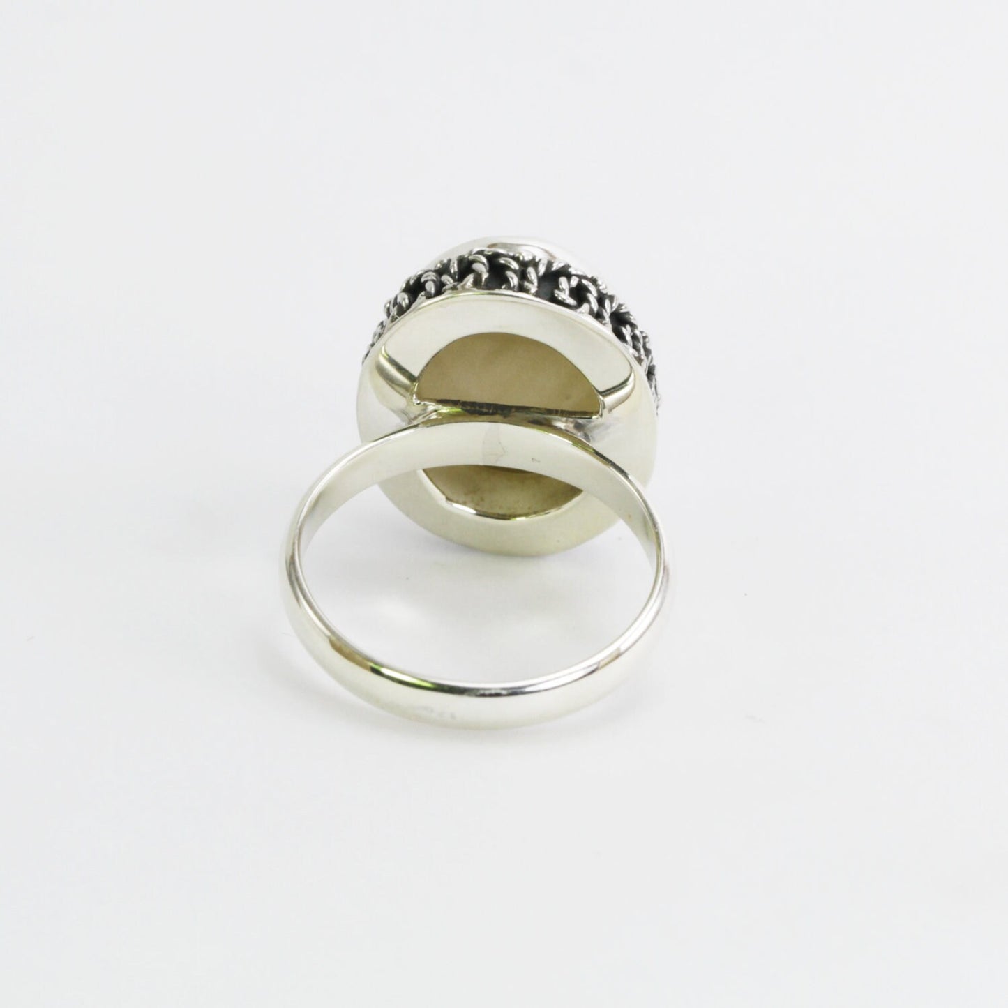 mabe pearl ring 925 sterling silver oval shape 17*14 mm decorated with swirl crown filigree ornament