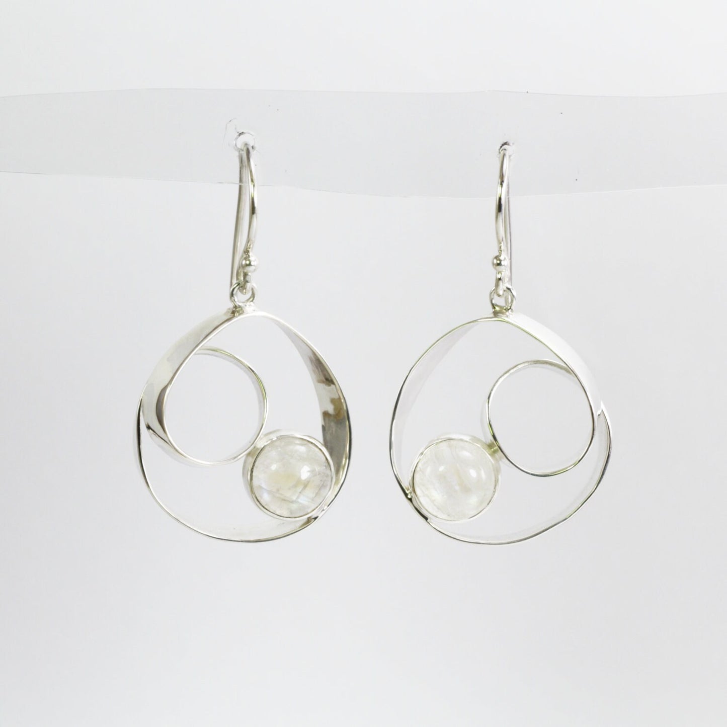 moonstone earrings 925 sterling silver, infinity rope earrings,