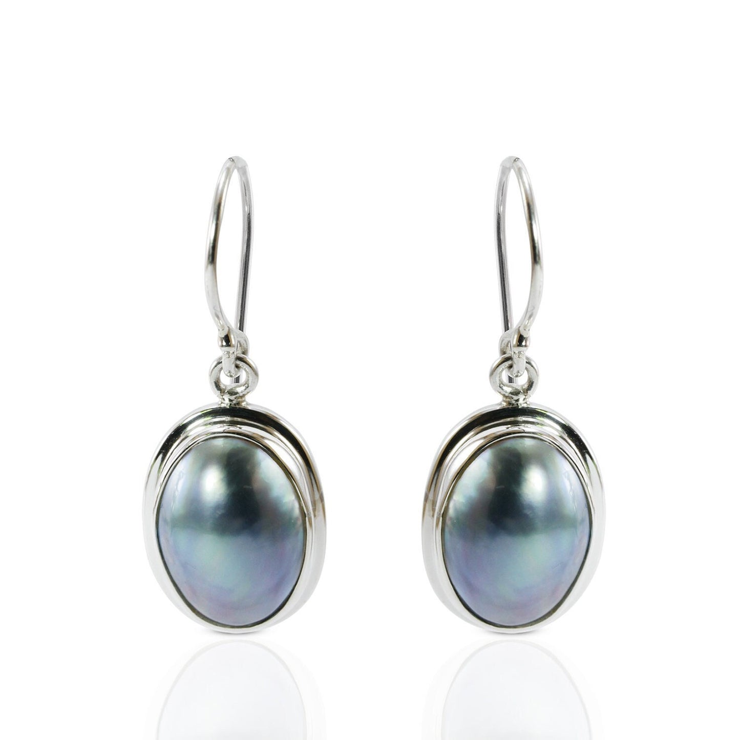 oval pearl earrings 925 sterling silver oval 10*14 mm, mabe pearl earrings,