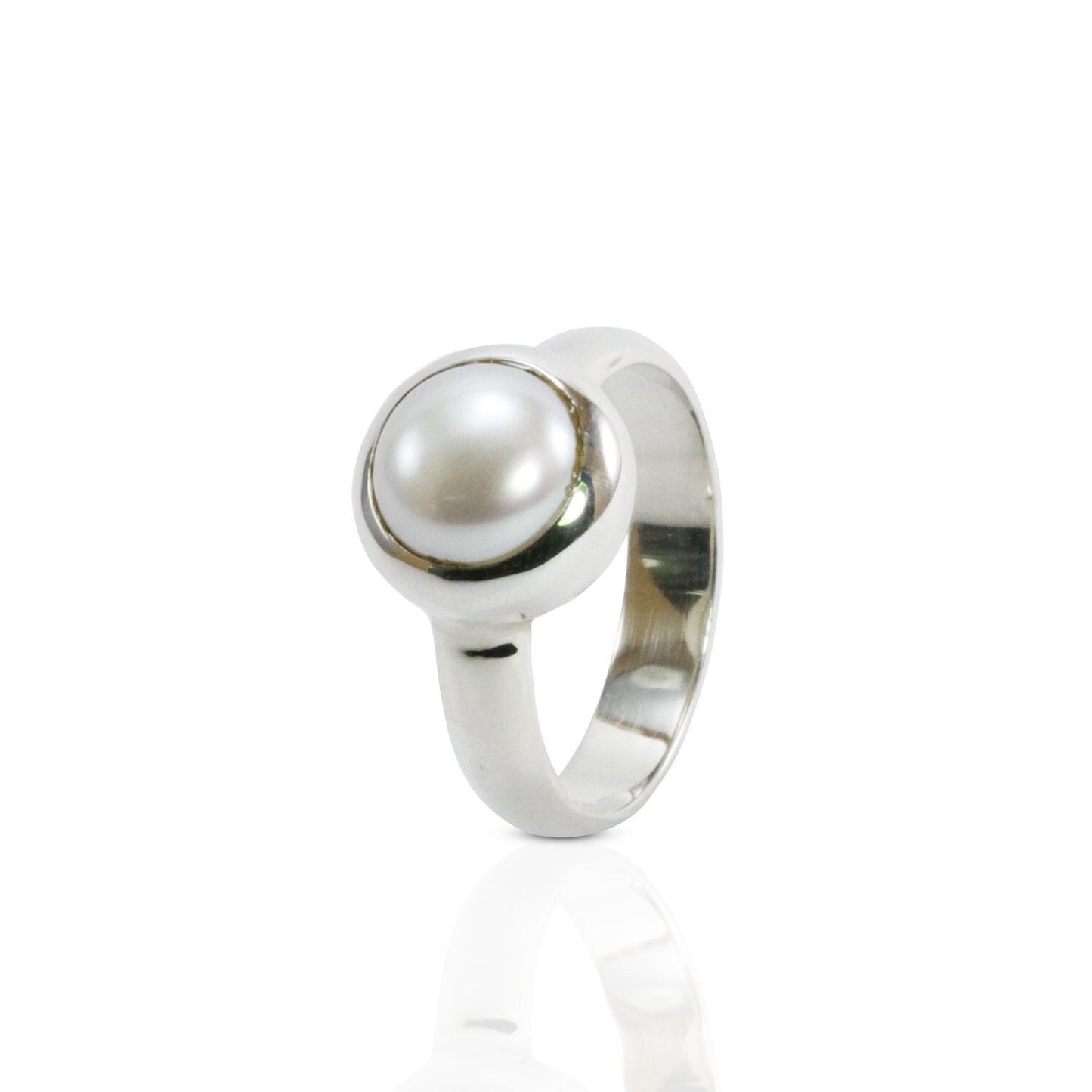 fresh water pearl ring 925 sterling silver 8 mm round pearl