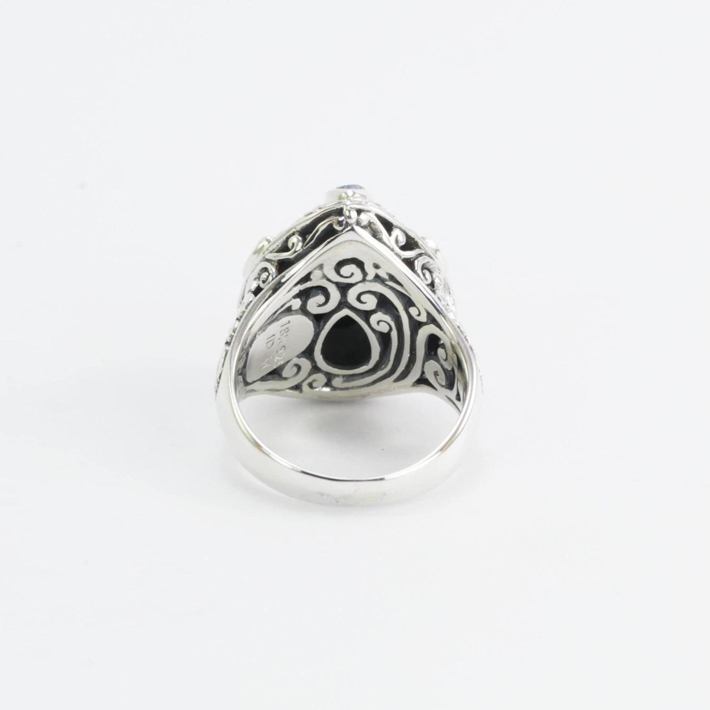 multi stone ring 925 sterling silver decorated with real 18K gold and handcrafted filigree art