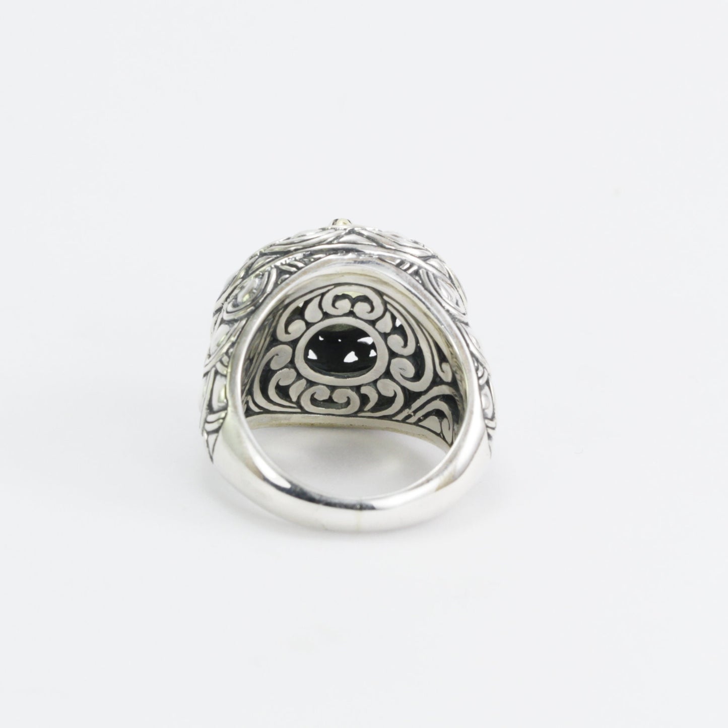 Lemon Quartz ring set in 925 sterling silver, two tone ring, cocktails ring, signet ring,