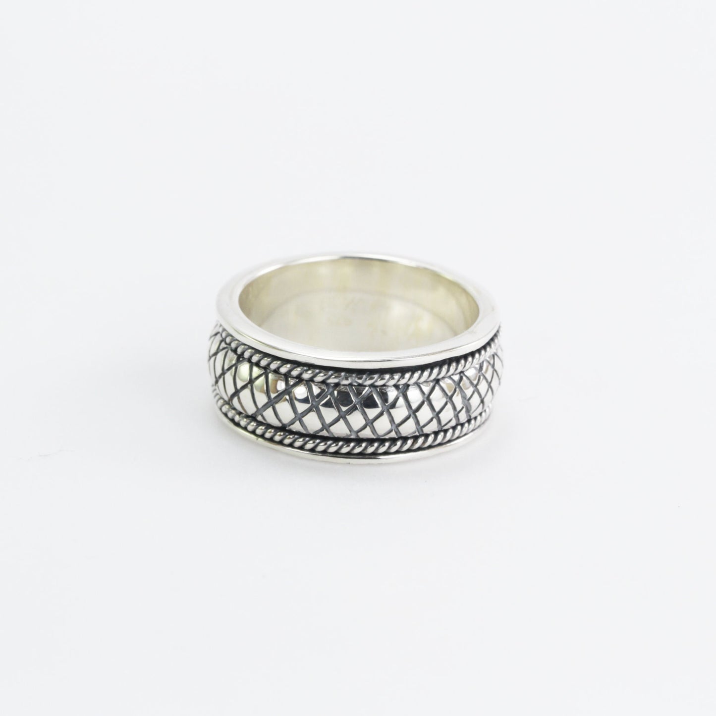 Spinner ring unisex in 925 sterling silver, cable style ring
