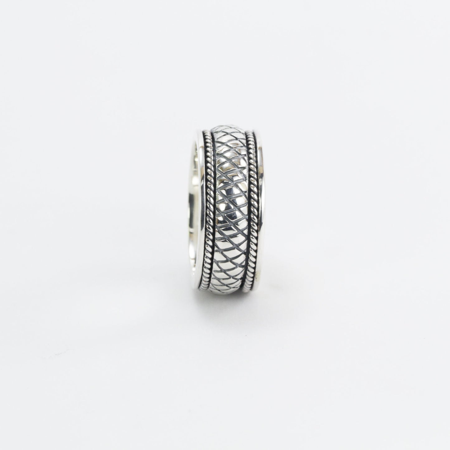 Spinner ring unisex in 925 sterling silver, cable style ring