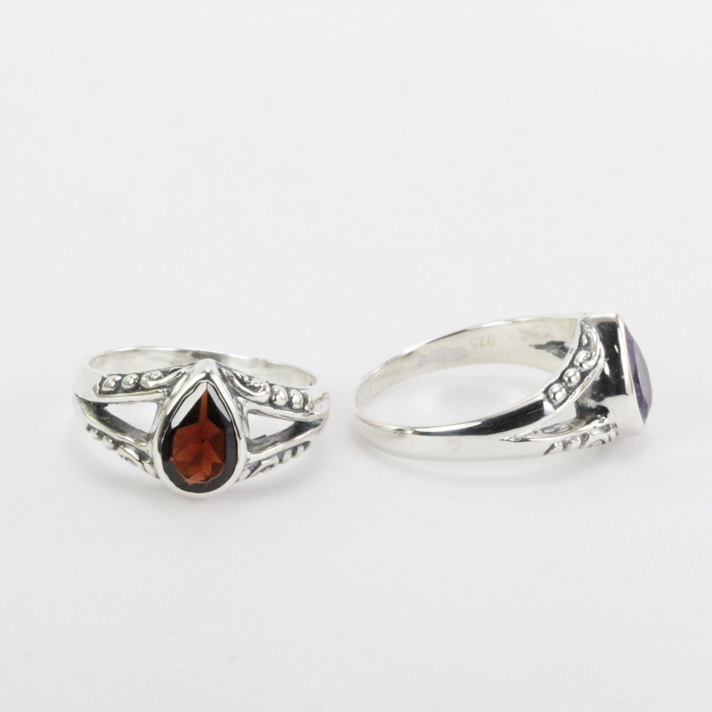 gems stone ring in 925 sterling silver, split shank ring, garnet ring, amethyst ring
