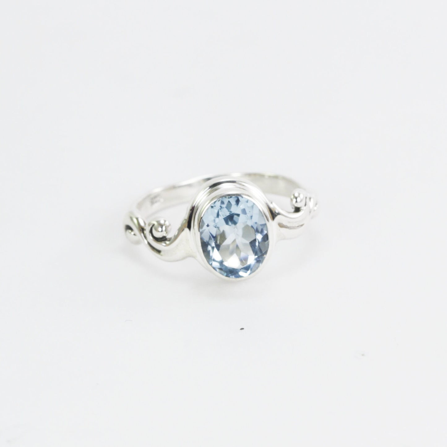 Blue topaz ring 925 sterling silver, oval blue topaz ring, december birthstone ring