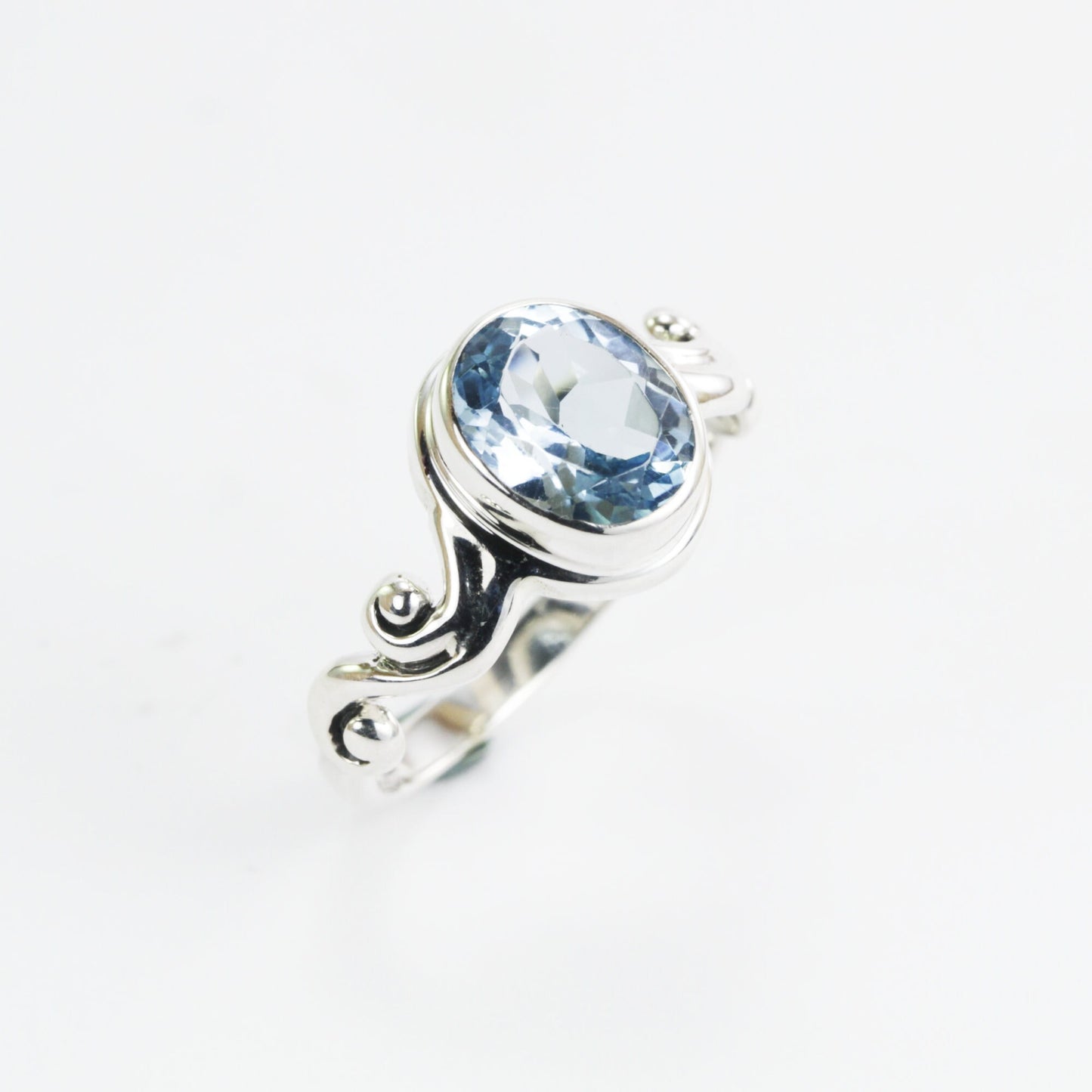 Blue topaz ring 925 sterling silver, oval blue topaz ring, december birthstone ring