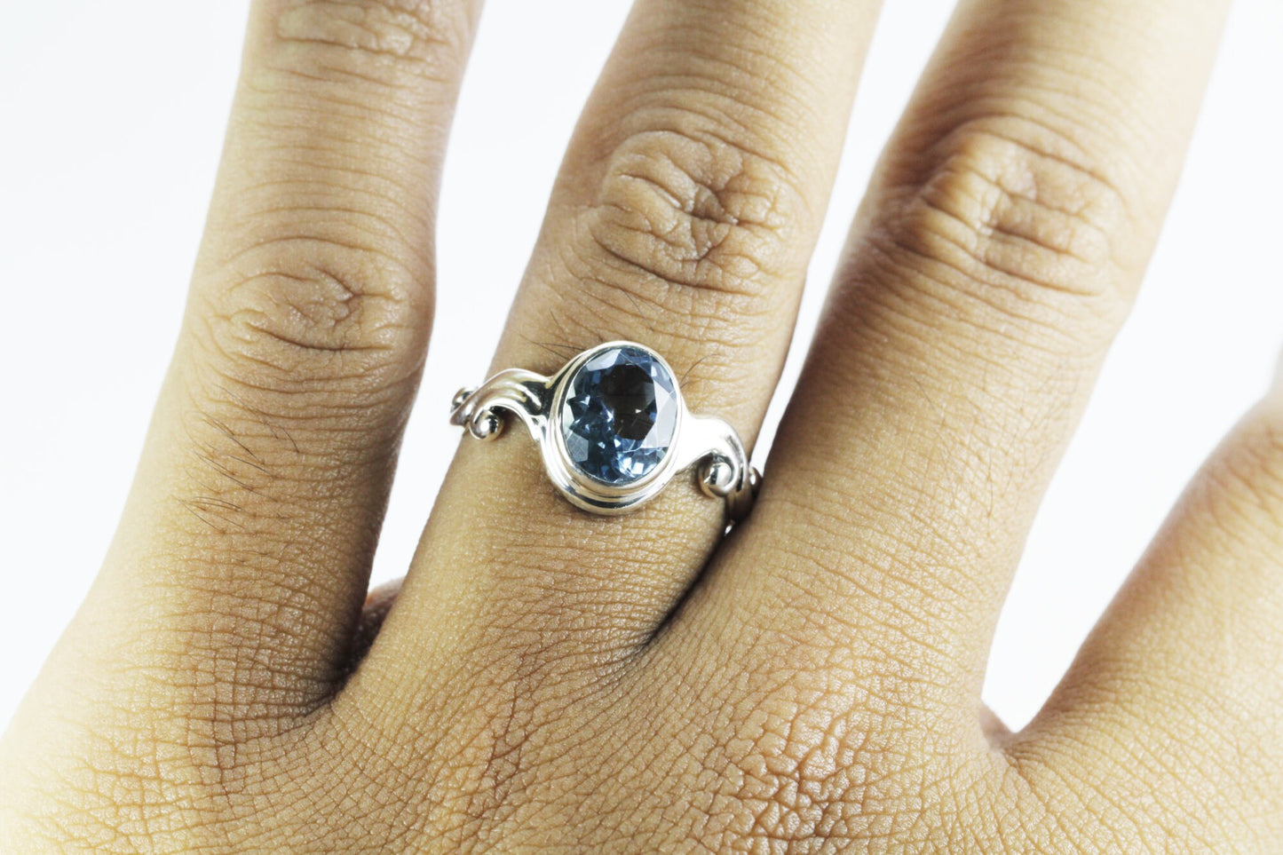 Blue topaz ring 925 sterling silver, oval blue topaz ring, december birthstone ring