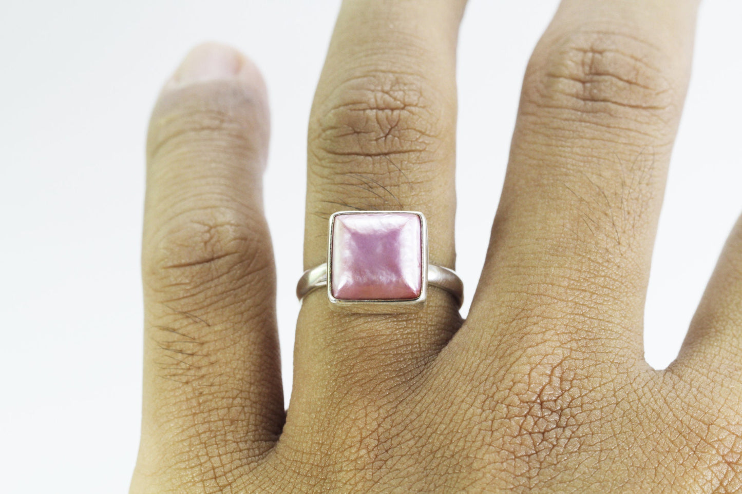Ping mabe pearl ring set in 925 sterling silver, square pearl ring