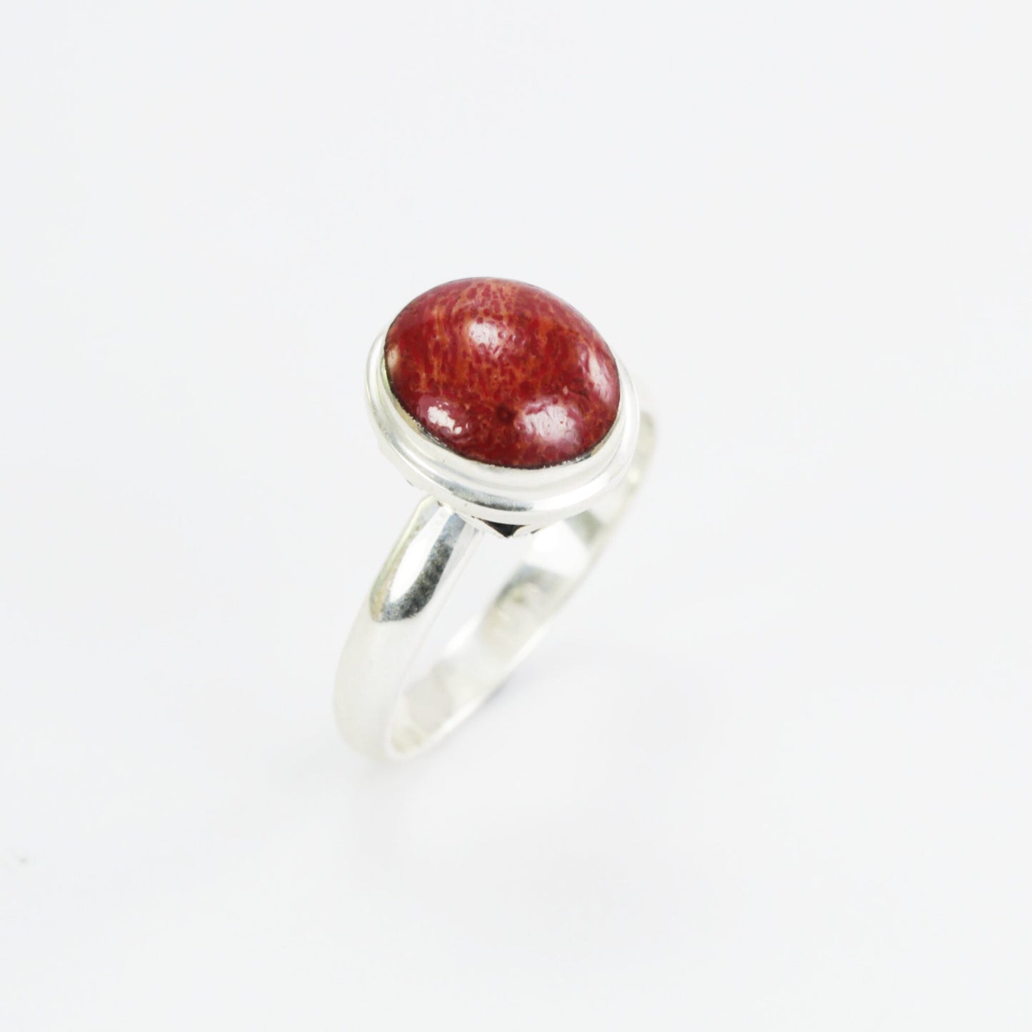Red coral ring 925 sterling silver decorated with handmade filigree