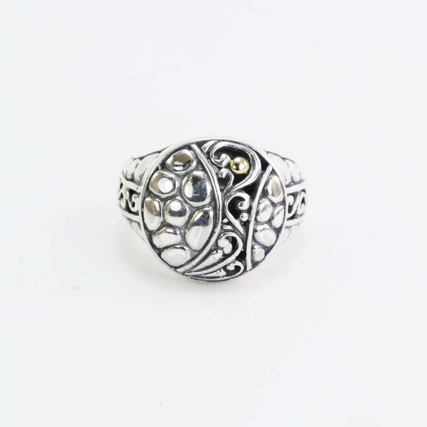 signet ring 925 sterling silver decorated with Bali carving filigree art