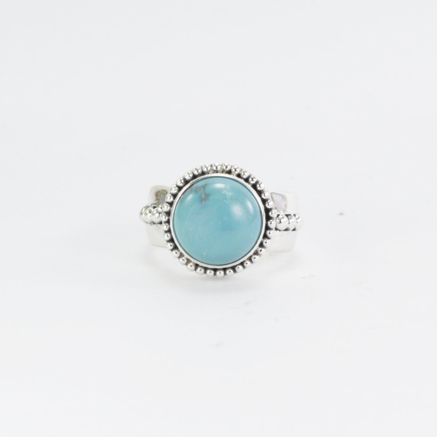 turquoise ring 925 sterling silver for women, round turquoise ring, handmade silver ring