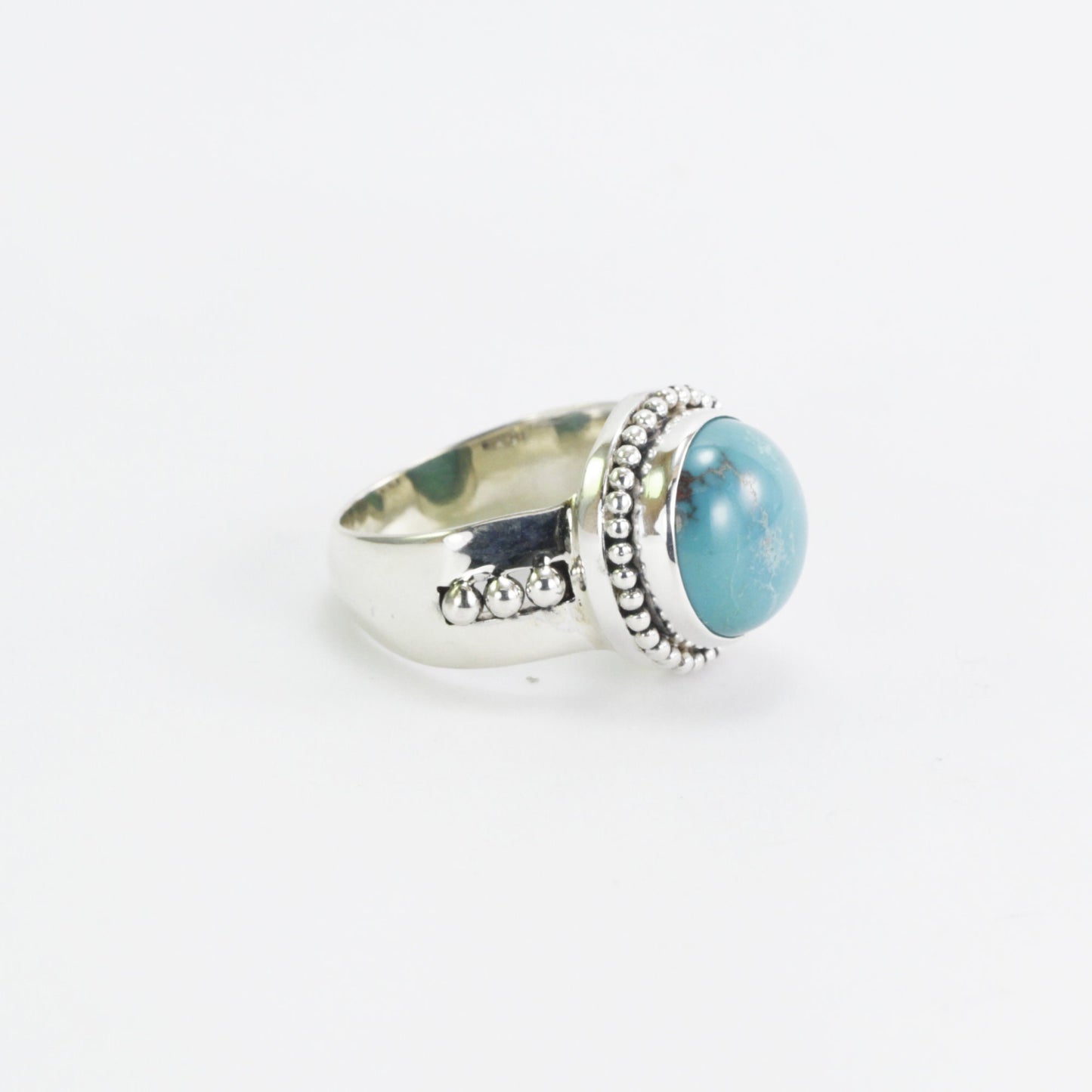 turquoise ring 925 sterling silver for women, round turquoise ring, handmade silver ring