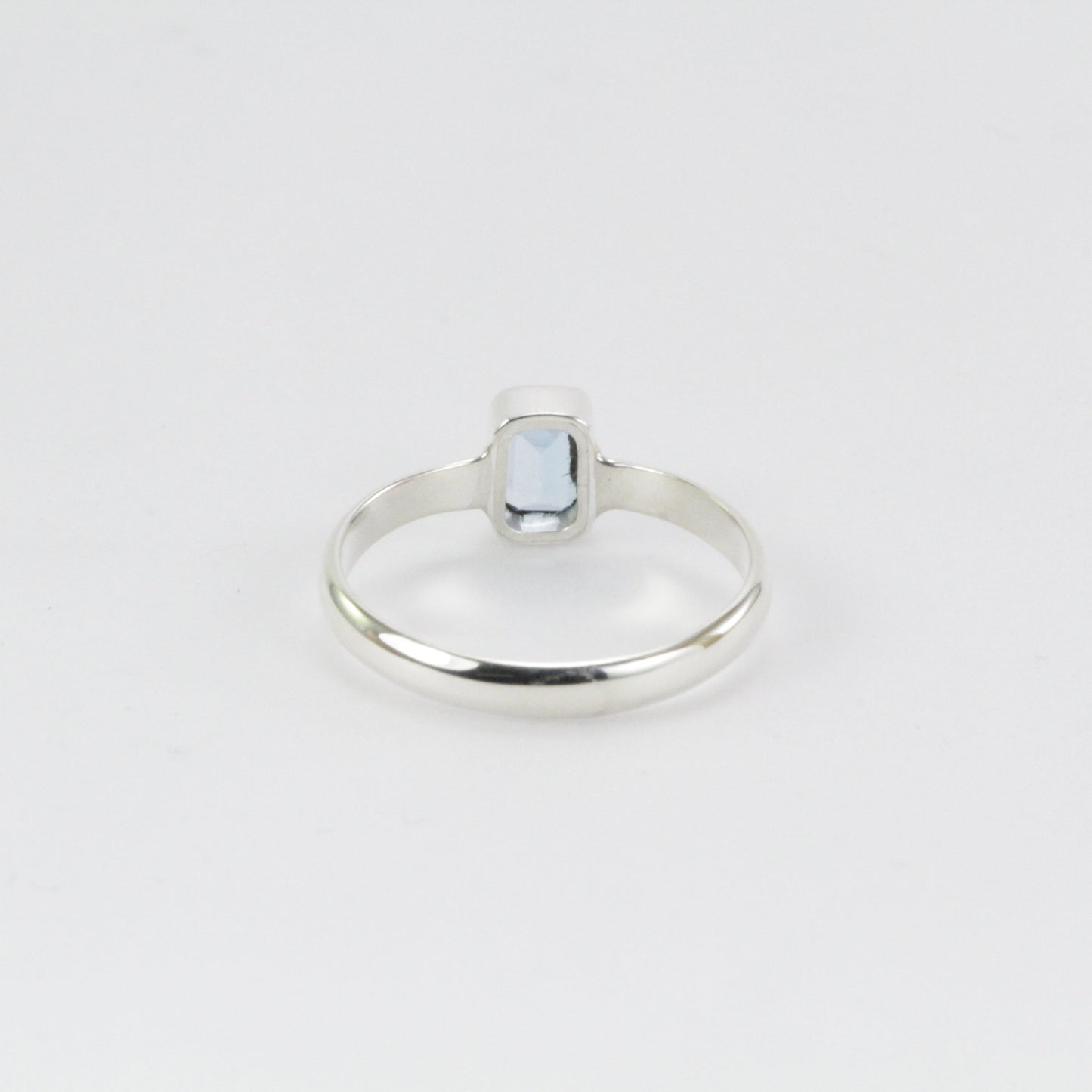 Tiny blue topaz ring in 925 sterling silver, solitaire octagon ring, gems stone ring