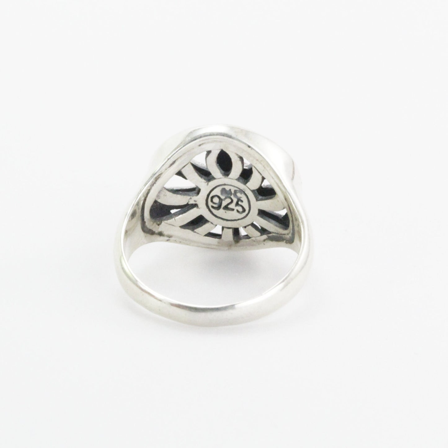 Palm tree ring 925 sterling silver with genuine amethyst and white shell