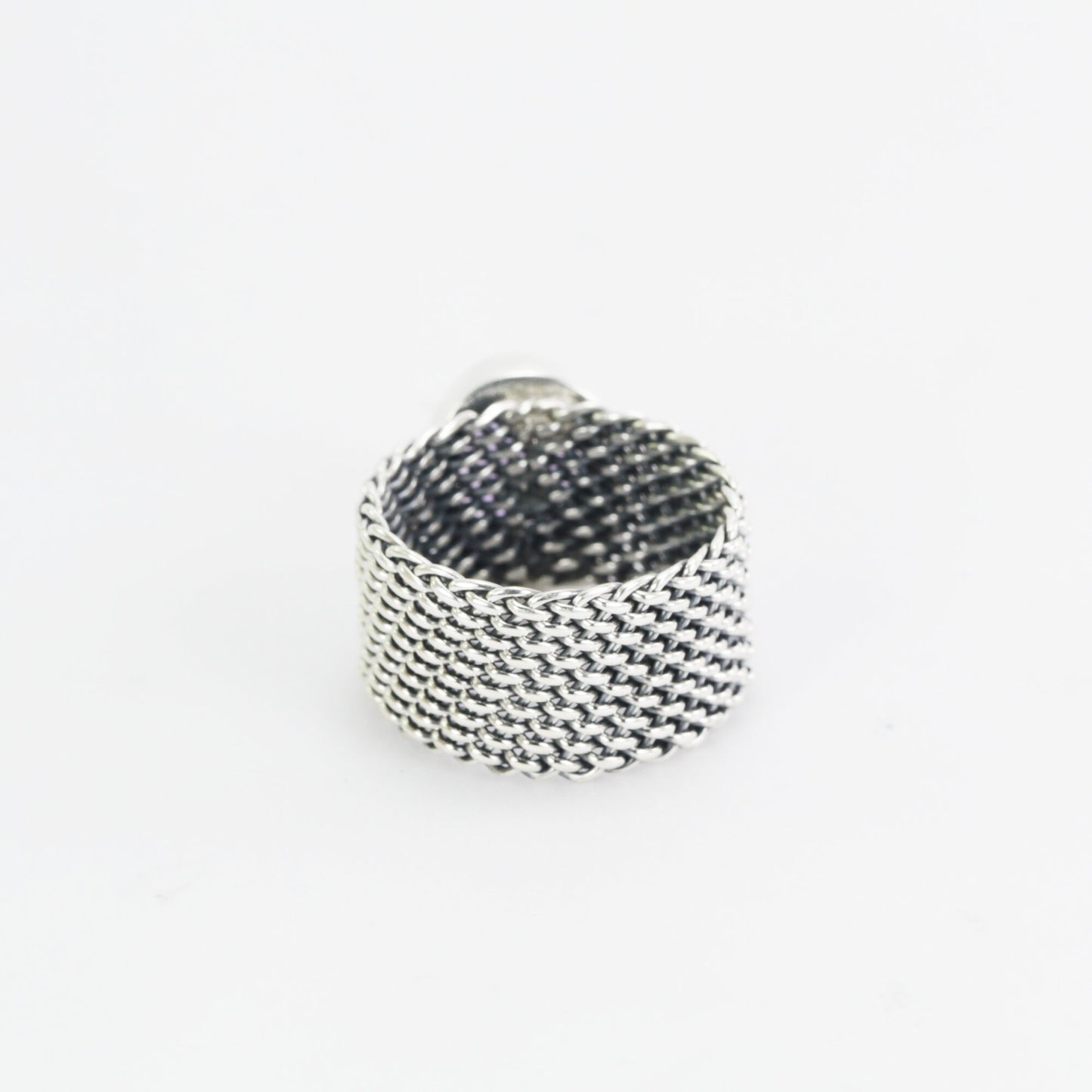 woven chain ring 925 sterling silver with genuine amethyst, citrine ring