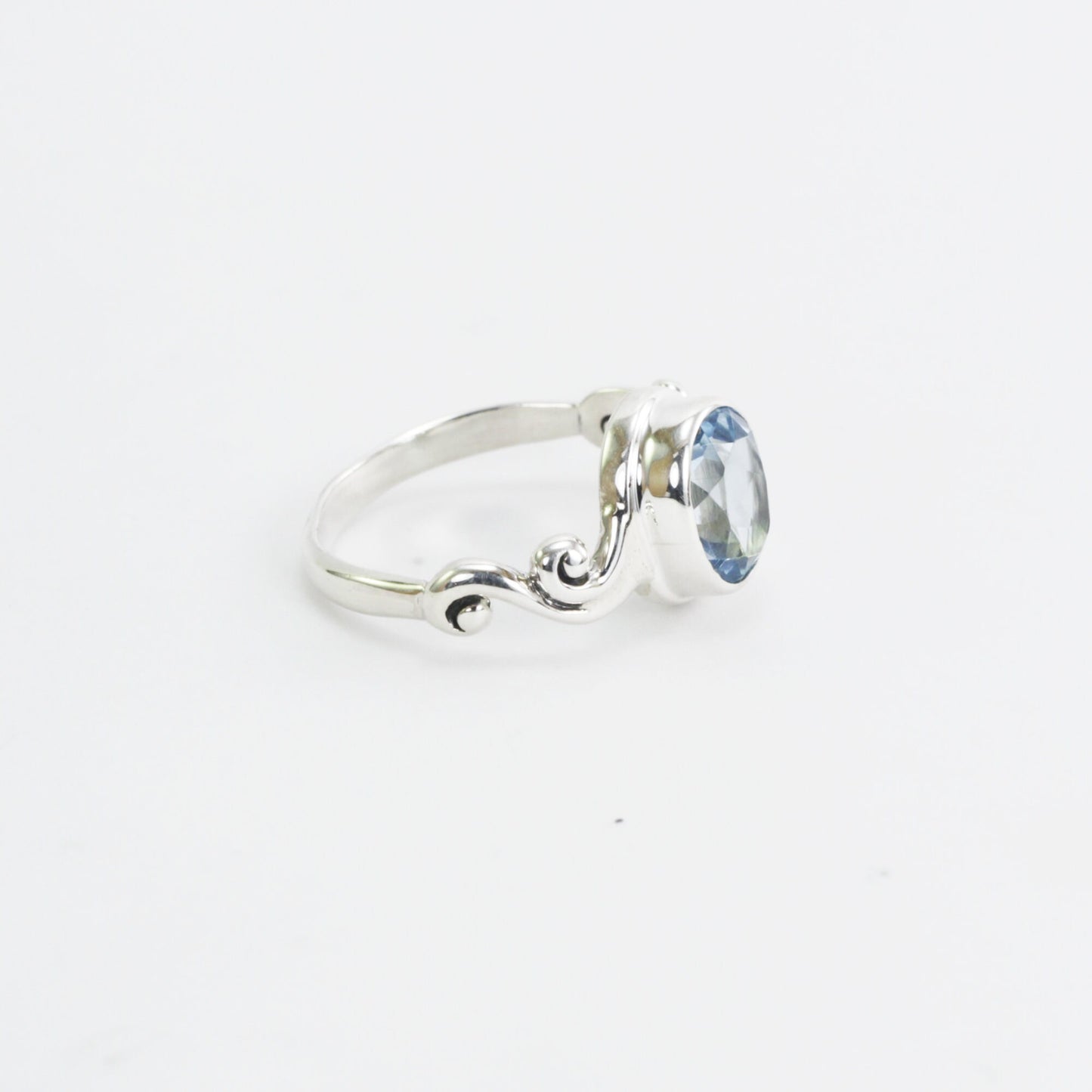 Blue topaz ring 925 sterling silver, oval blue topaz ring, december birthstone ring