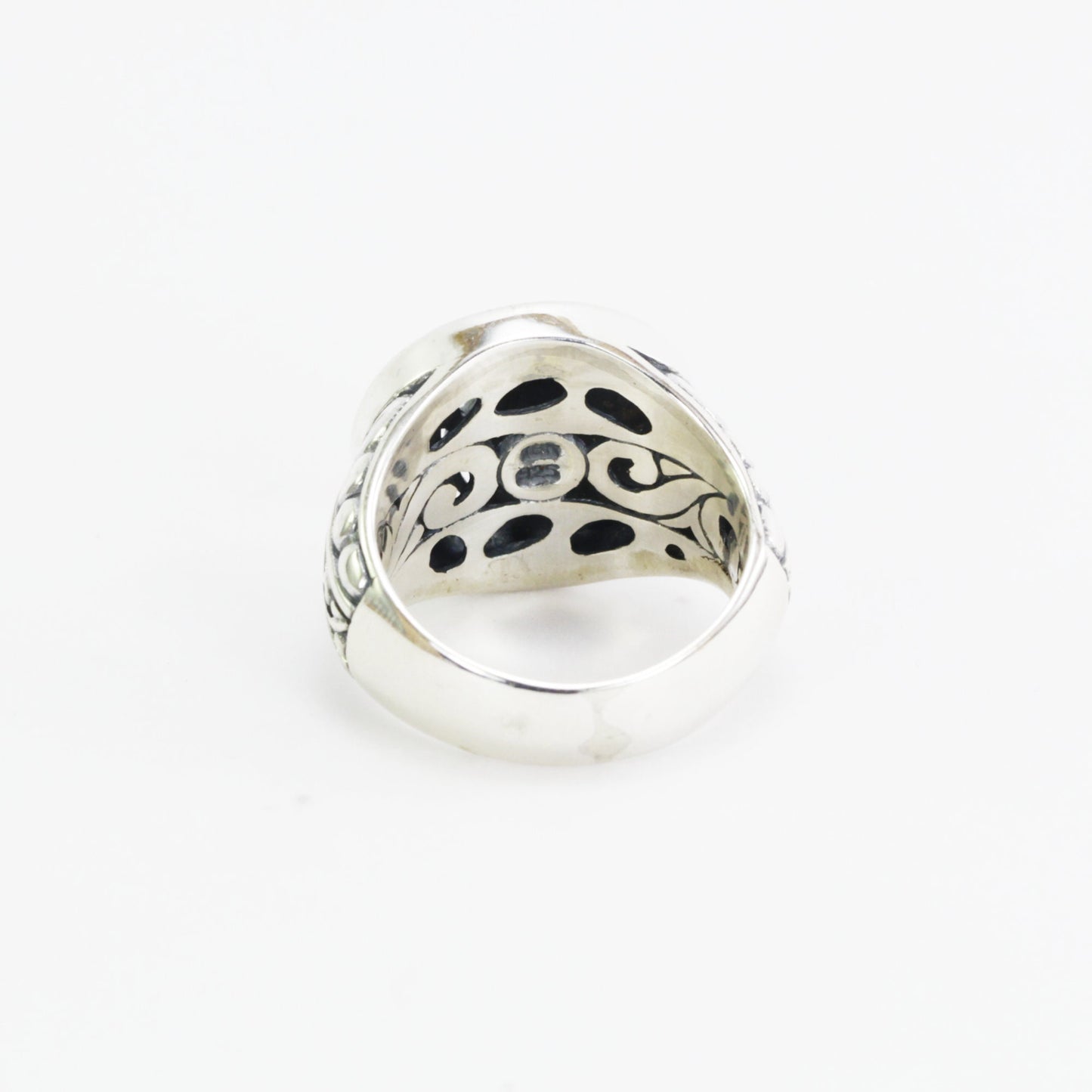 signet ring 925 sterling silver decorated with Bali carving filigree art