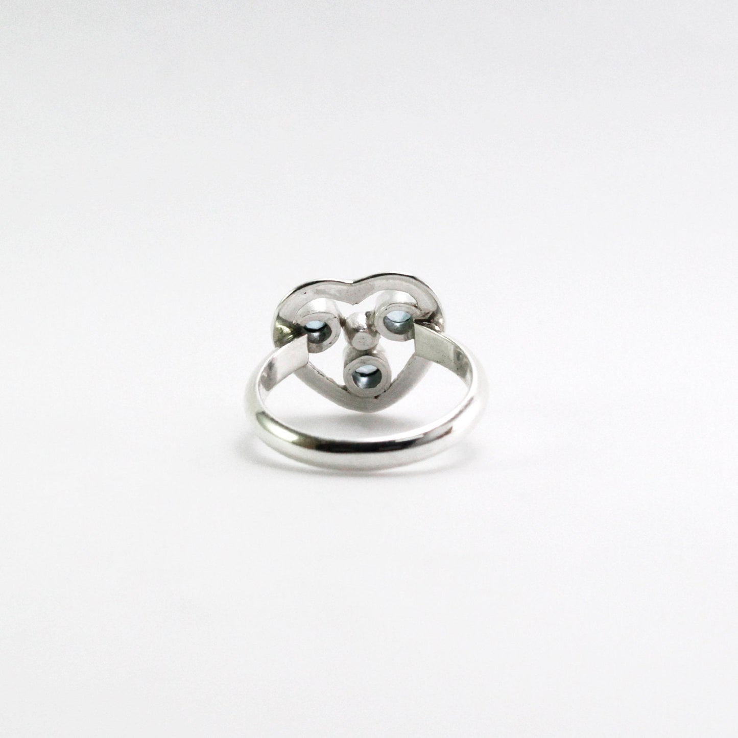 three stones ring heart shape 925 sterling silver blue topaz ring