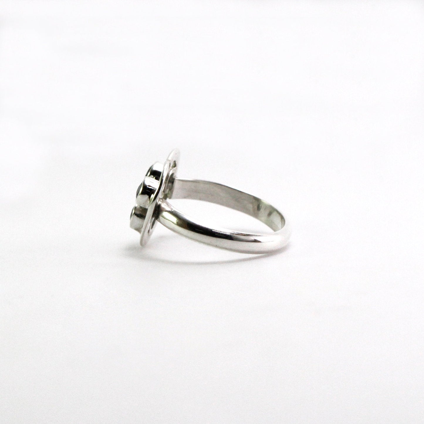 three stones ring heart shape 925 sterling silver blue topaz ring