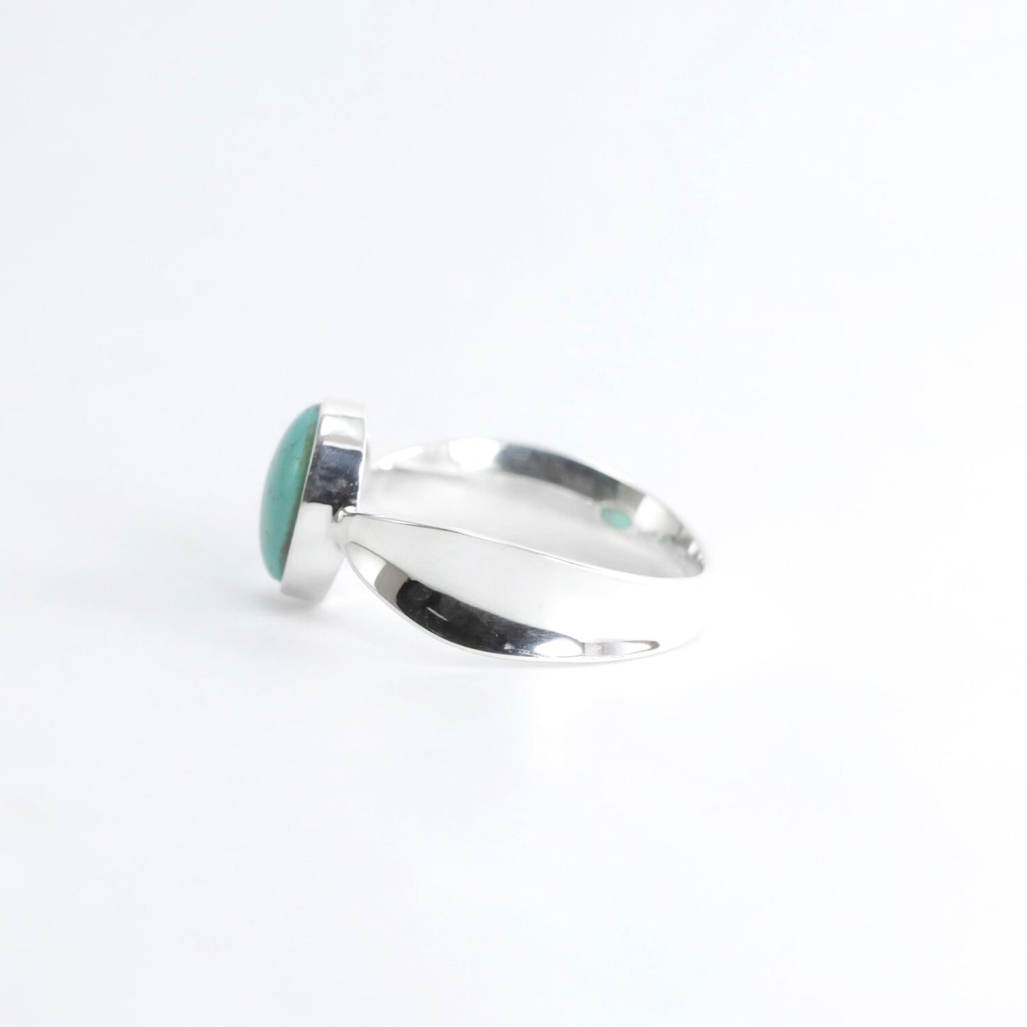 turquoise ring 925 sterling silver for women, handmade wide band silver ring