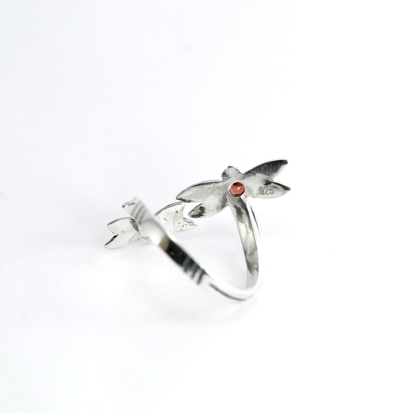 bypass ring 925 sterling silver with amethyst and filigree dragonfly