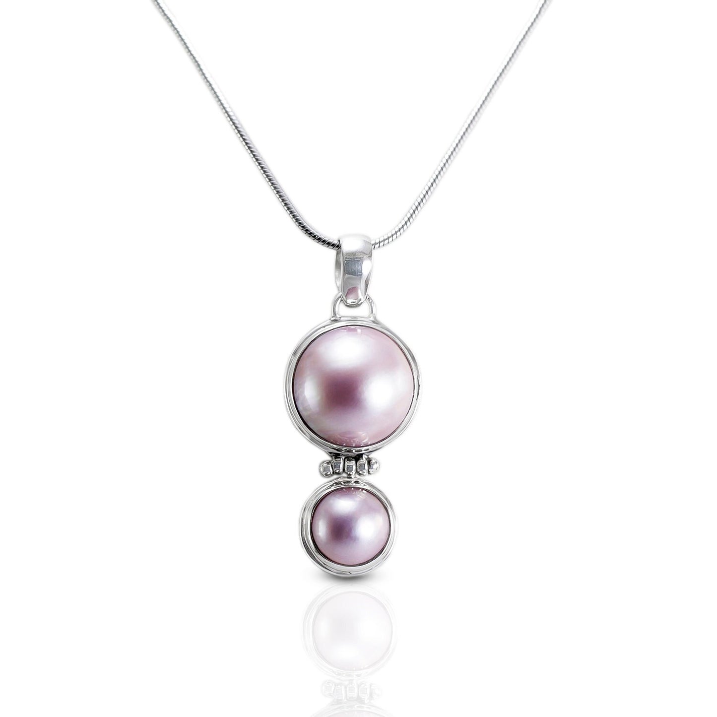 Pink mabe pearl pendant set in 925 sterling silver, sister pendant with pearl